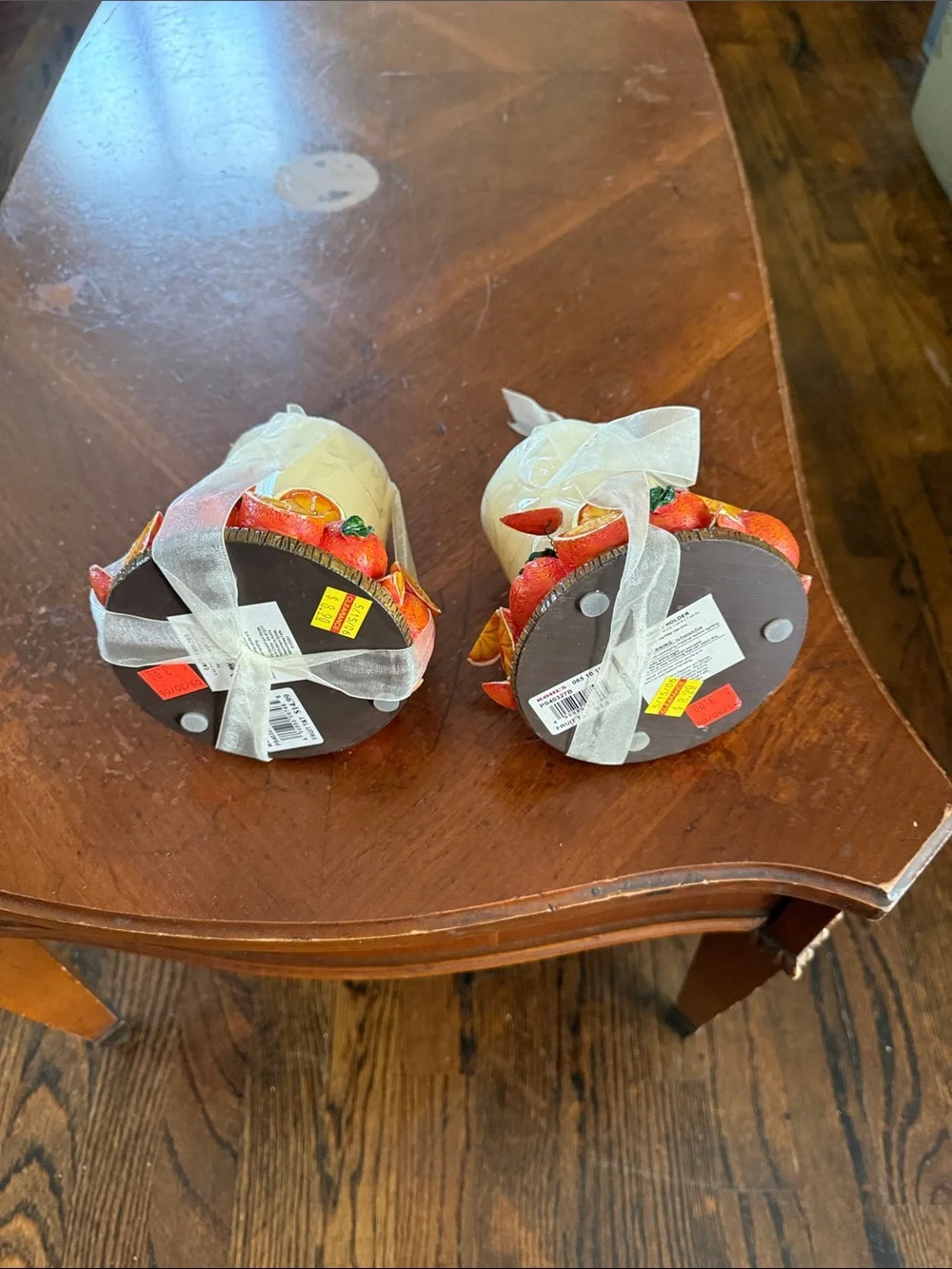 Kohl’s Pillar Candle and Holder with Orange Slice Accents Set of Two Vintage2006